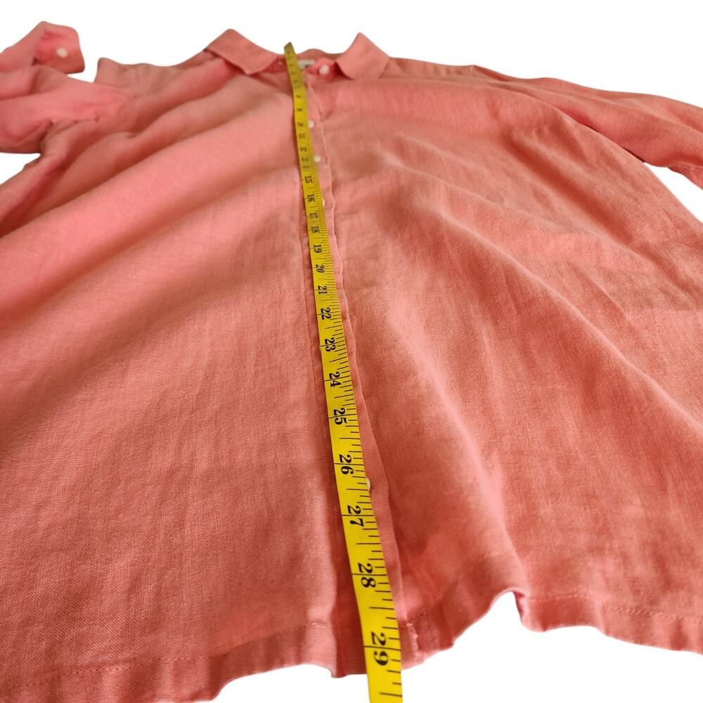J Jill Womens Love Linen Button Down Tunic Top Size Medium Salmon‎ Pink Linen - Picture 10 of 10